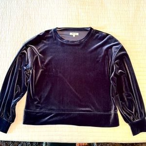 Madewell women’s velour banded top/blouse, slate blue. Size M